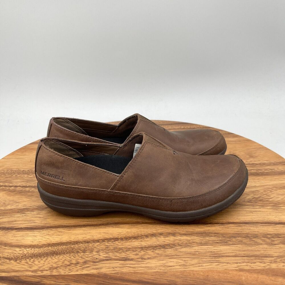 Merrell Encore Kassie Moc Loafers Womens Size 6.5 Brown Leather Slip On Casual